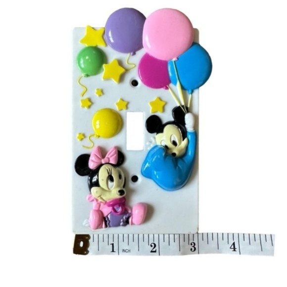 Vintage Disney 80s Minnie Mickey Mouse Balloons Nursery Light Switch Cover - Picture 3 of 4